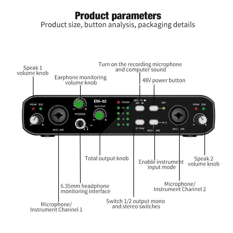 Shure Mic Sm58 - Interface Audio avec Microphone, préampli 48V,
